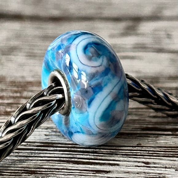 Summersday Artisan Trollbeads Style Trollstone Blue Pink White Mosaic Swirl NEW - Picture 5 of 12
